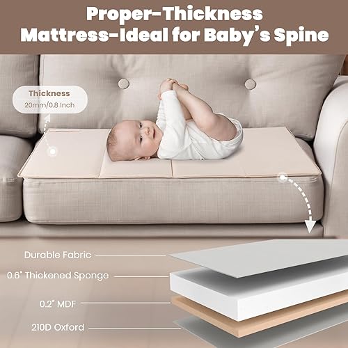 Miniatura 7 de Moisés para Bebé Durmiente de Cabecera, Cuna Portátil de Cabecera 4 en 1 con Colchón, Cambiador de Pañales, Cesta de Almacenamiento, Caja de Música,