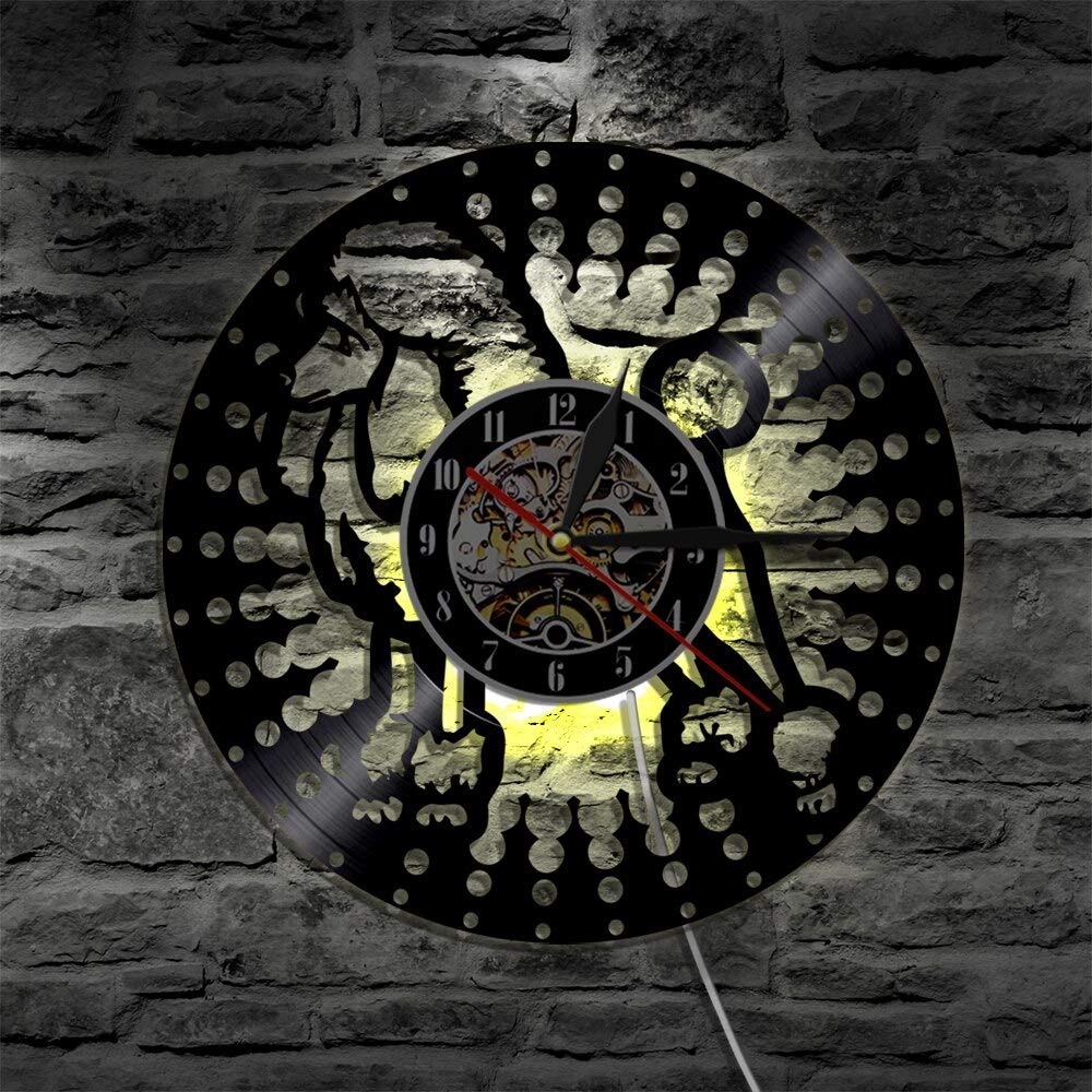Cane barboncino Silhouette vintage Retroilluminazione a LED Animali Moderna Luce Doggy Disco in vinile Orologio da parete Regalo per amanti dei cani Orologi Regali per la festa della mamma Orologi d