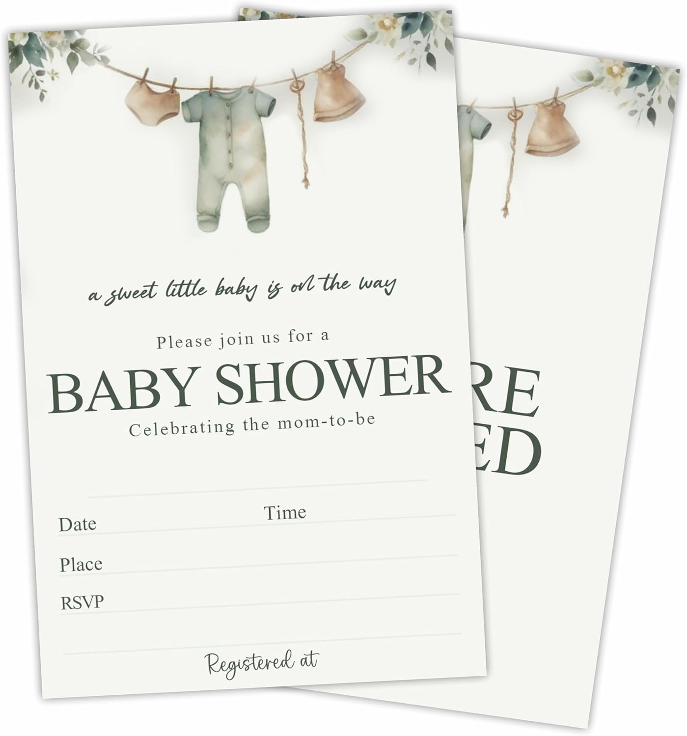 4"x6" Baby Shower Invitations Cards With Envelopes - Set of 25 Baby Accessories Double Sides Invites - A Little Baby Is On The Way - Gender Reveal,Baby Announcement Party Decoration - A05