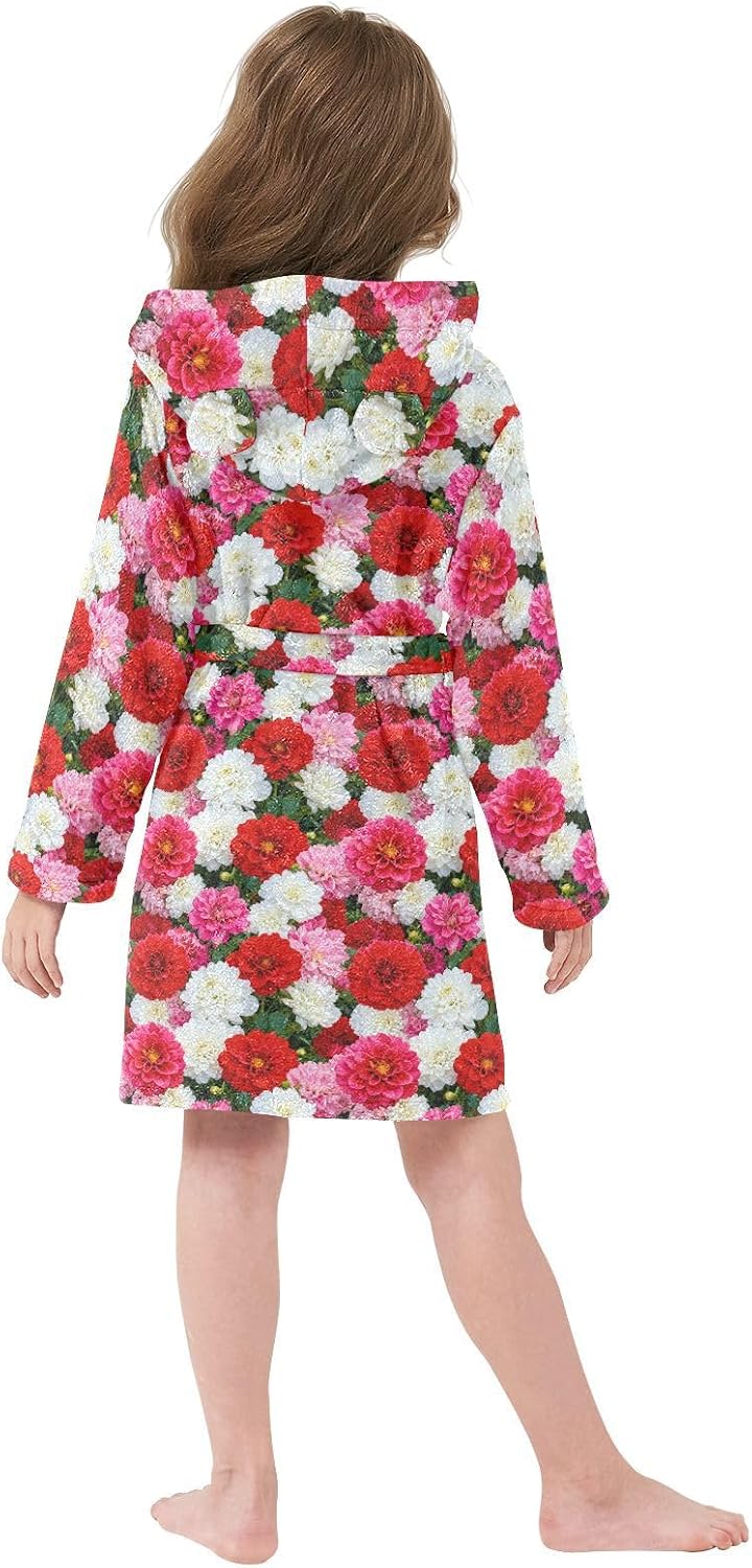GuoChe Mixed Colorful Floral Pattern Hooded Pajama Robe For Girls