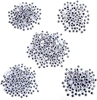 Vista 2 de DECORA 1000 piezas redondas de plástico negro Googly Wiggle Eyes, autoadhesivas, amplia variedad de tamaños