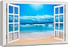 wall26 Canvas Print Wall Art Window View Landscape Bright Blue Beach Nature Wilderness Photography Modern Art Rustic Scenic Colorful Multicolor for Living Room, Bedroom, Office - 24x36"