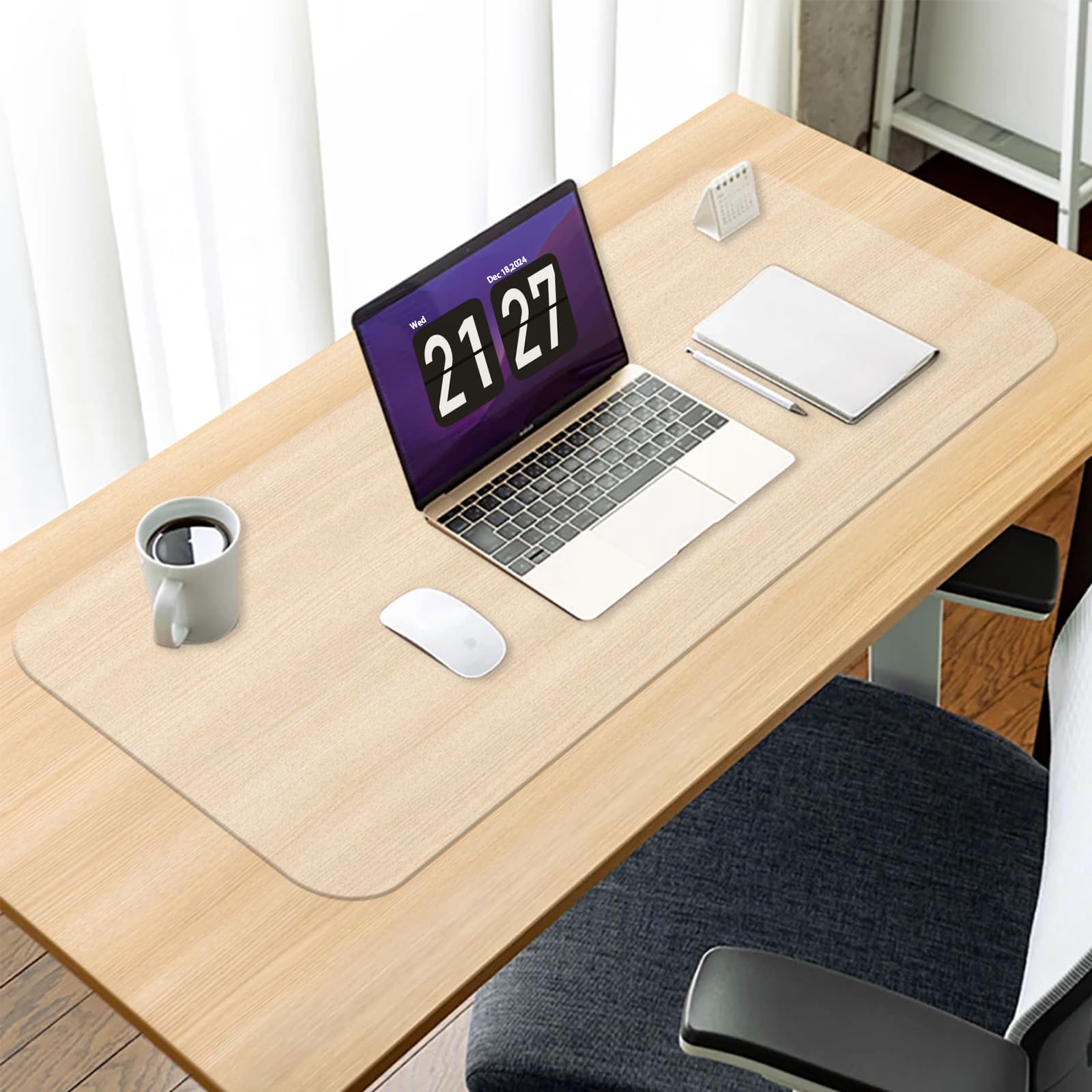 Alfombrilla Escritorio Transparente, 90x40×0,12cm Protector Mesa Escritorio Transparente, Almohadilla de escritorio transparente Antideslizante, Alfombrilla de Tapete Escritorio, para Oficina (90cm)