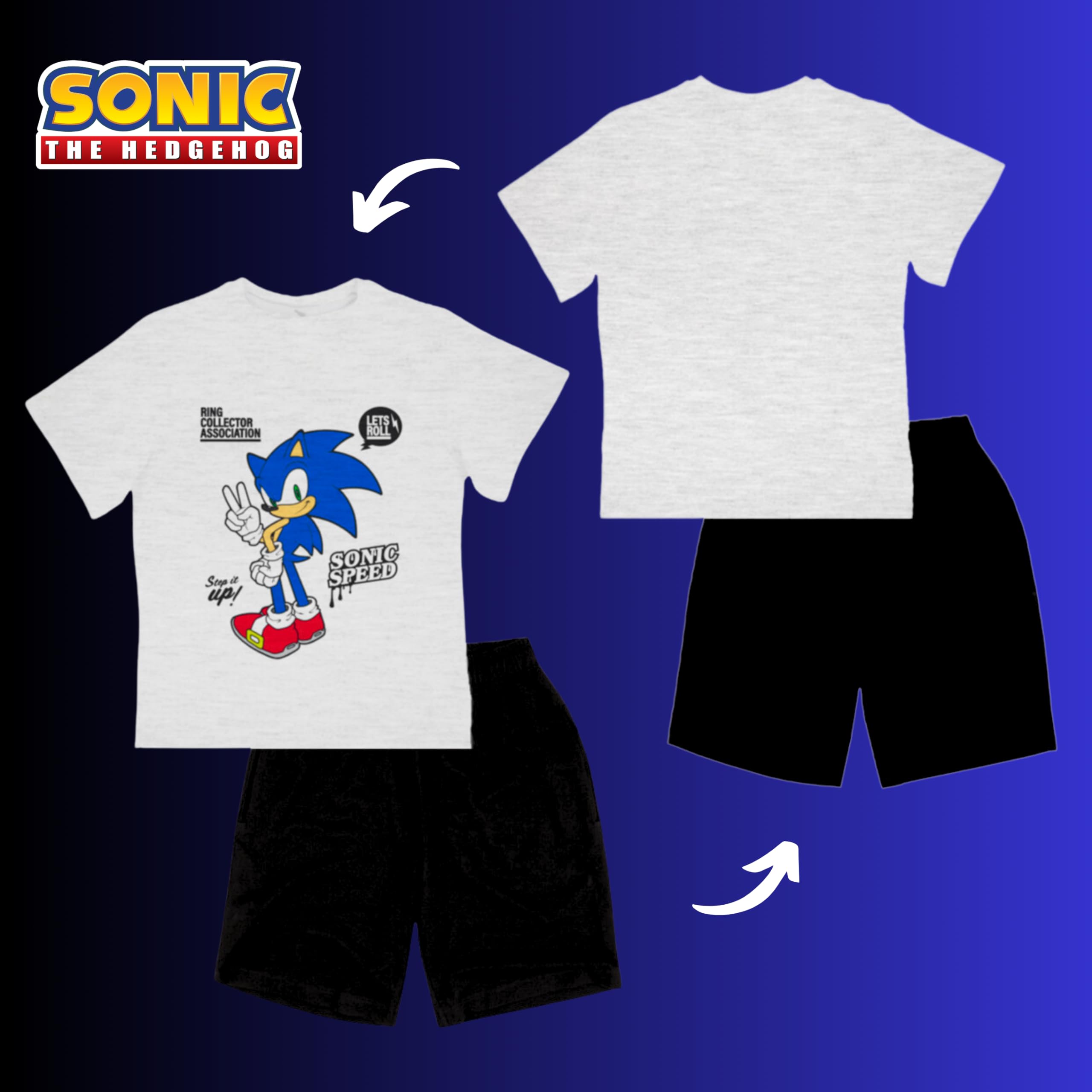 Sonic The Hedgehog Pigiama per Ragazzi, Maglietta e Pantaloncini Set 2 Pezzi Ragazzo, Sonic Pigiama in Cotone per Bambino e Adolescenti, Taglia 6 a 12 Anni
