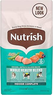 Rachael Ray Nutrish Indoor Alimento seco completo, natural, prémium para gatos, receta de pollo con lentejas y salmón, 2.72 kg, el embalaje puede variar