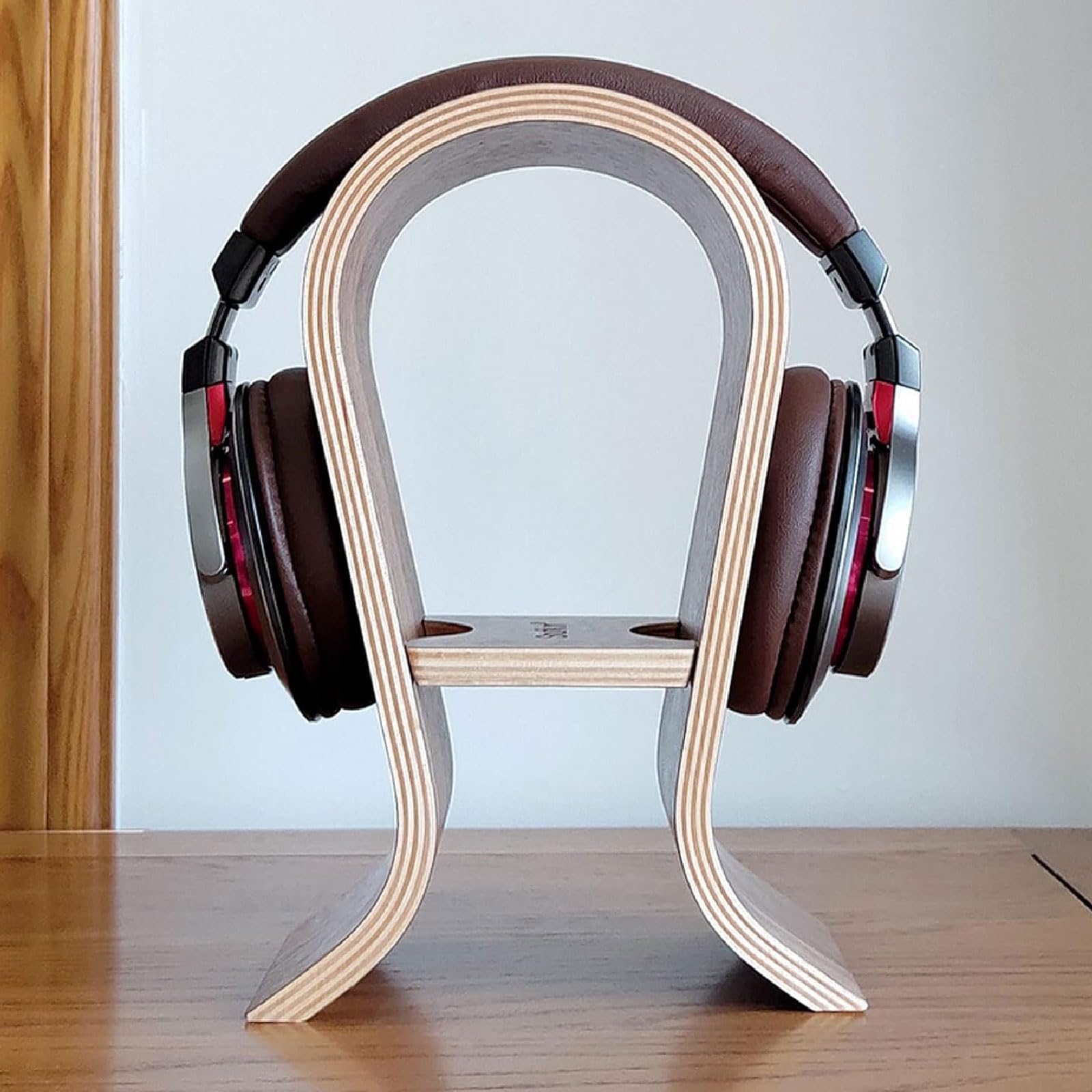 Soporte de Madera para Auriculares/Soporte para Auriculares, Acabado de Nogal, Pantalla para Auriculares para Juegos, Estante Creativo para Auriculares, Colgador para Auriculares