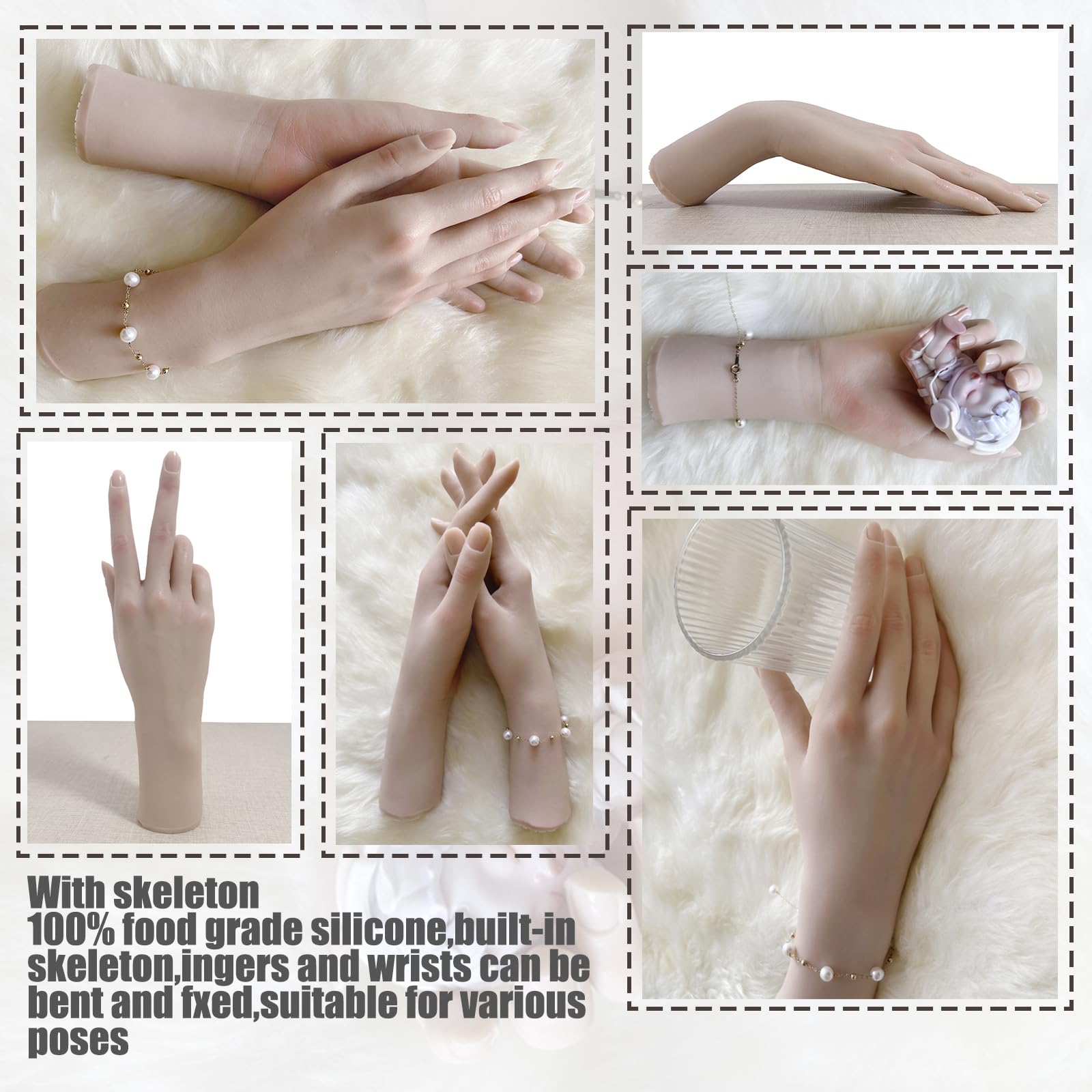 Manichino realistico in silicone mano femminile per unghie acrilico mostra gioielli Halloween fotografia puntelli scena