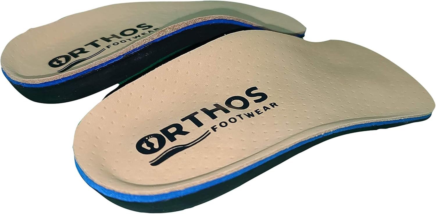 ORTHOS Footwear 3/4 Length Orthotic Replacement Shoe Insoles - USA Made Perfect for Tight Fitting Shoes: Golf,Cleats,Ski - Insoles with Shock Absorption for Arch Support, Flat Feet, Plantar Fasciitis