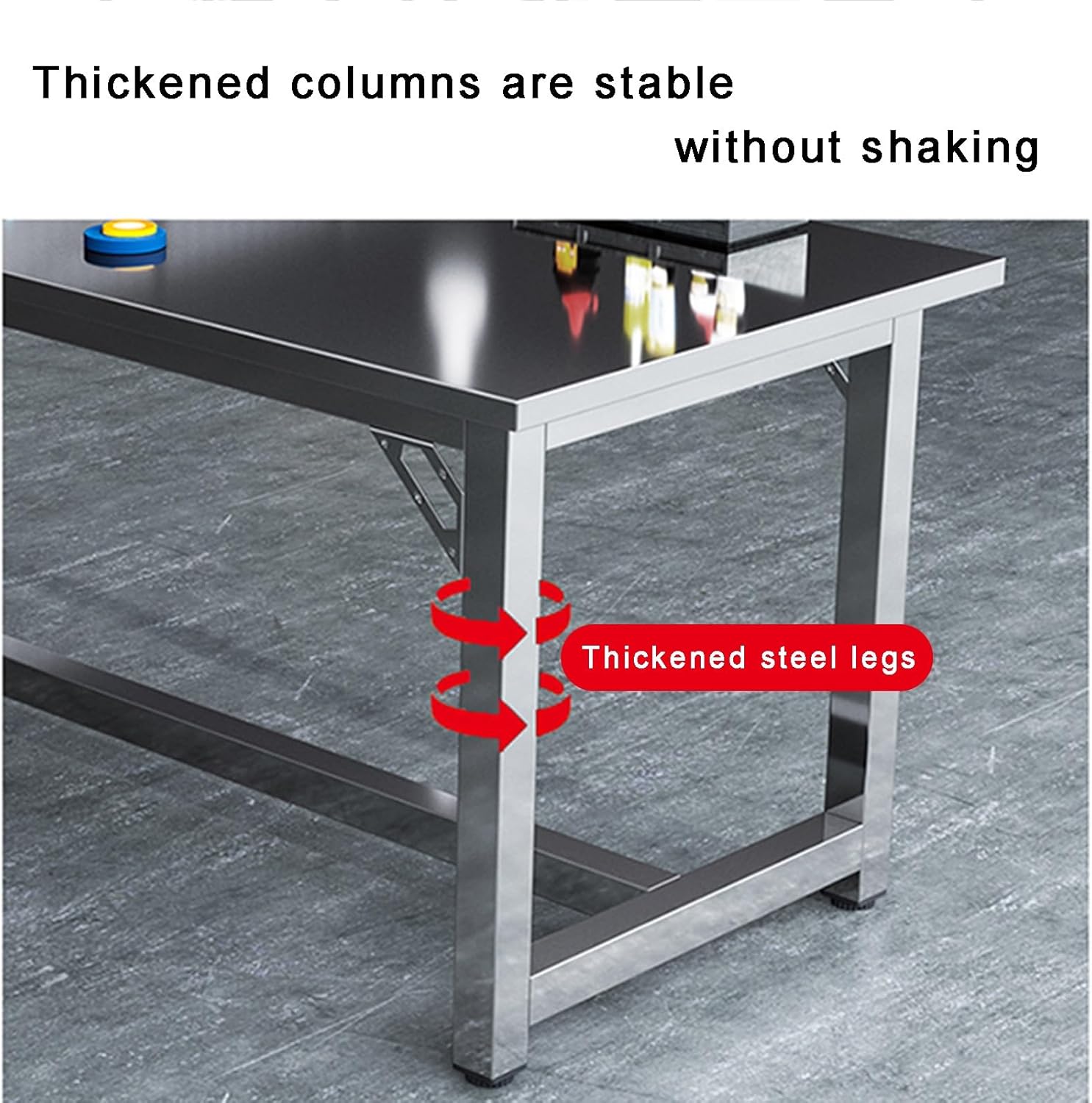 Stainless Steel Table Factory Workbench-Warehouse Packing Tables Thickened Column Bottom Beam Reinforced Non-Slip Adjustable Feet