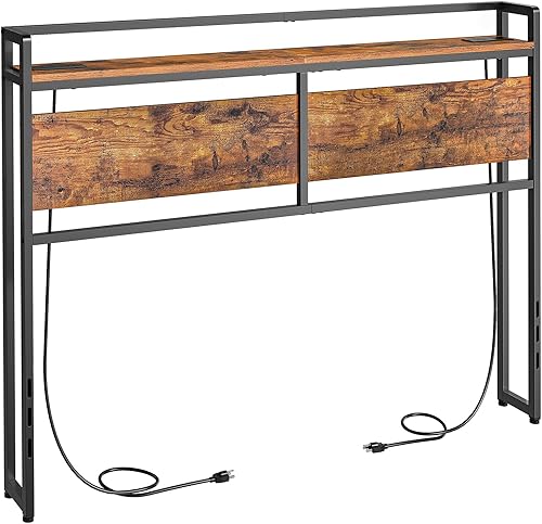 Miniatura 13 de HOOBRO Cabecera Tamaño Queen, Cabecera con 2 Tomacorrientes y 4 Puertos USB, Altura Ajustable, Estante de Almacenamiento, Resistente y Estable