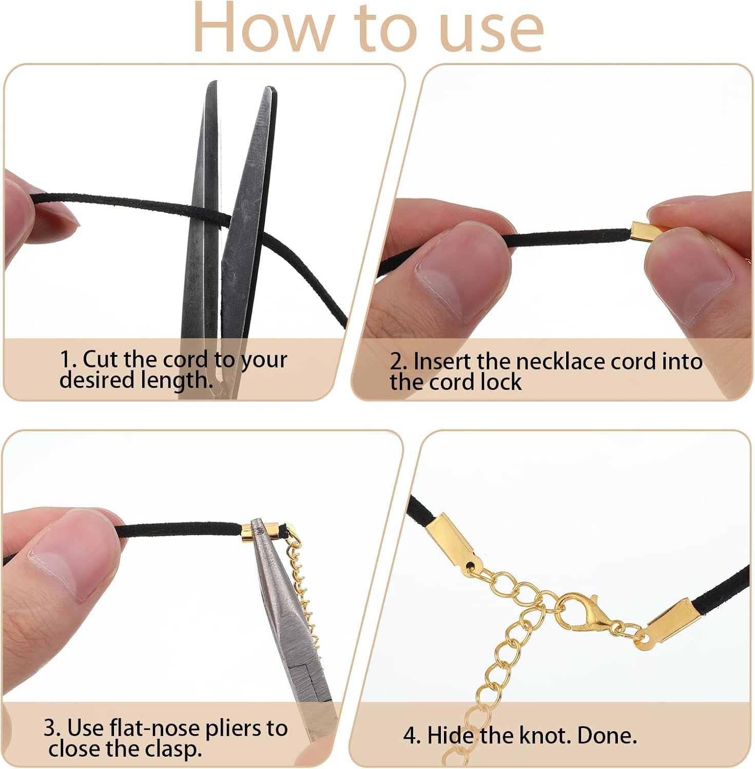 Thinp 20 Sets Cord End Caps for Jewelry Making, Stainless Steel Cords End Cap Clasp Bracelet Ends and Clasps Leather Cord Ends for Jewelry Making Bracelets Necklaces - Image 5