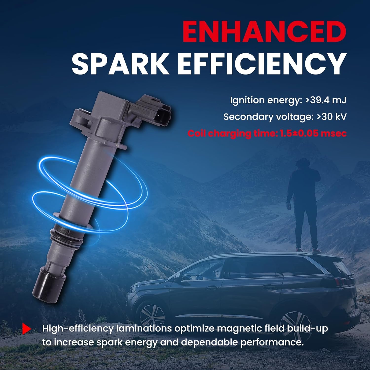 MOCA 8 Ignition Coils Fit 04-08 for Dodge Dakota/Durango & 02-08 for Dodge Ram 1500 3.7L, 99-07 for Jeep Grand Cherokee 4.7L, 06-07 for Mitsubishi Raider 4.7L