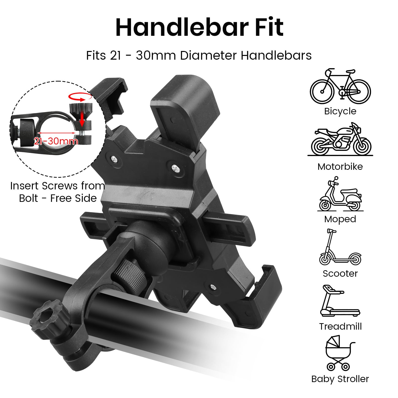 Support Téléphone Vélo Moto, Support Telephone Porte Telephone Velo Guidon Universel pour Trotinette Electrique Scooter VTT avec 360° Rotation pour iPhone 17 16 15 14 13 5,5"-7,9" Smartphones GPS