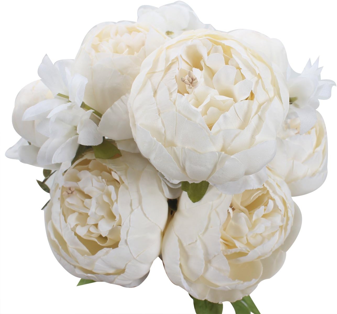 XIUER Vintage Artificial Flowers Fake Peony Flowers Bouquet Glorious Wedding Home Bridal Decoration (White)