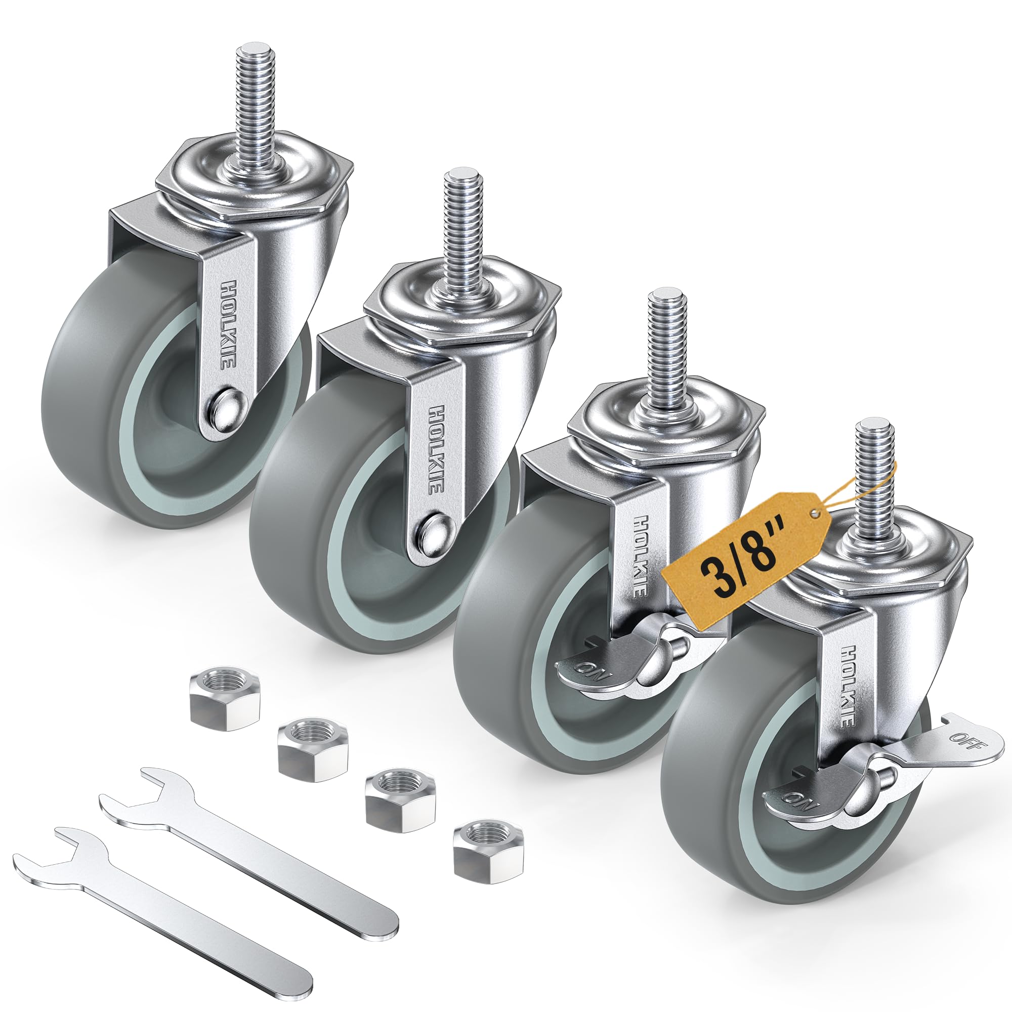 HOLKIE Stem Casters - Heavy Duty & Quiet Rolling -12 HOLKIE Stem Casters - Heavy Duty & Quiet Rolling -12