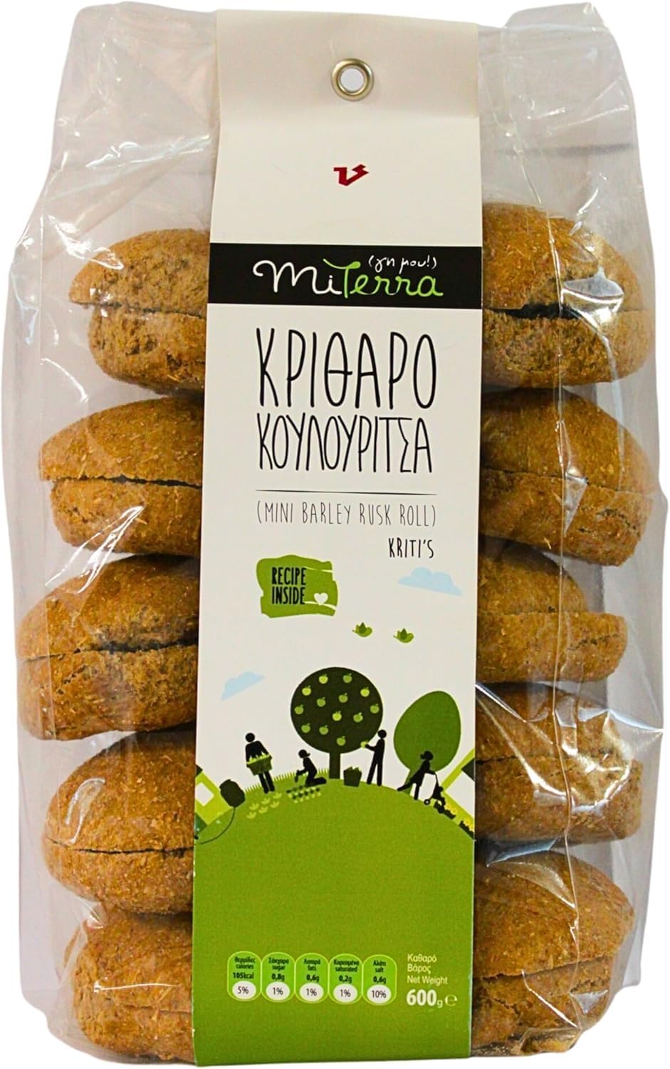 – Cretan Mini Barley Roll Rusk 2 x 600g (1.2kg) | Authentic Greek Barley Rusks from Crete | Rich in Fibre, Low Fat, Baked with Extra Virgin Olive Oil | No Preservatives | Traditional Dakos