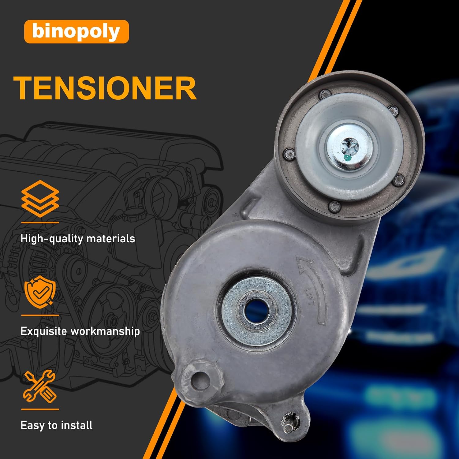 binopoly 39081 Drive Belt Tensioner Assembly With Pulley For 2007-2020 Dodge/Freightliner Sprinter Jeep Grand Cherokee Mercedes-Benz E/S/GL/ML/R OE#419-404 89651 5175588AA 6422001370 68040206AA