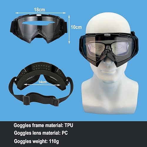 Miniatura 2 de LJDJ Gafas de motocross para adultos, gafas de motocicleta ATV de visión amplia, anti-UV, ajustables, gafas de motocross para montar en carreras,