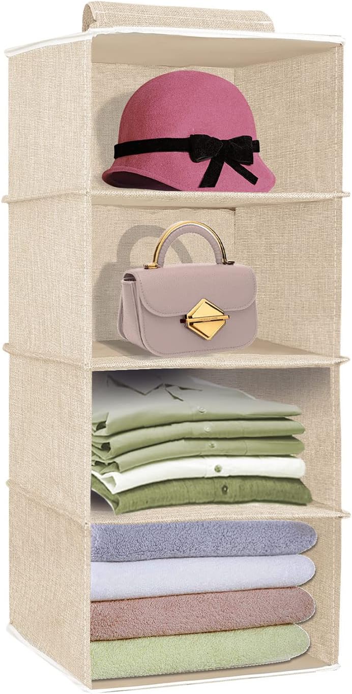 Hanging Closet Organizer, 4Shelf Heavy Duty Closet Hanging