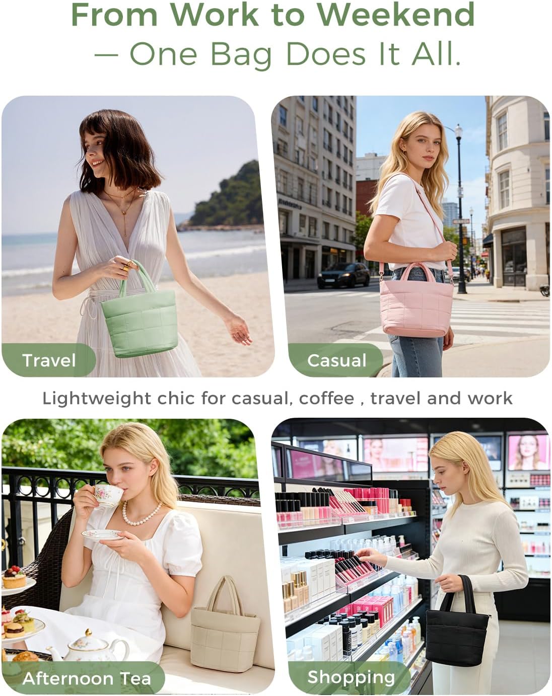 ECOHUB Crossbody Bags for Women Small Puffer Tote Mini Shoulder Handbags RFID Anti Theft CrossBody Purse Travel Casual Wallet