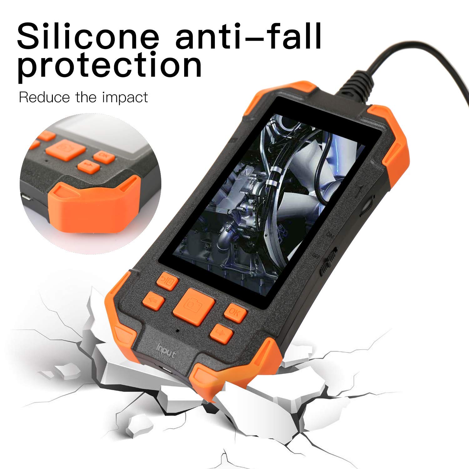 Endoscopio Industriale con Schermo, Telecamera di ispezione Impermeabile con Schermo IPS da 4,3 Pollici, Periscopio HD 1080P, Cavo Semirigido Telecamera Snake Impermeabile IP67 con Obiettivo LED 8Mm-2