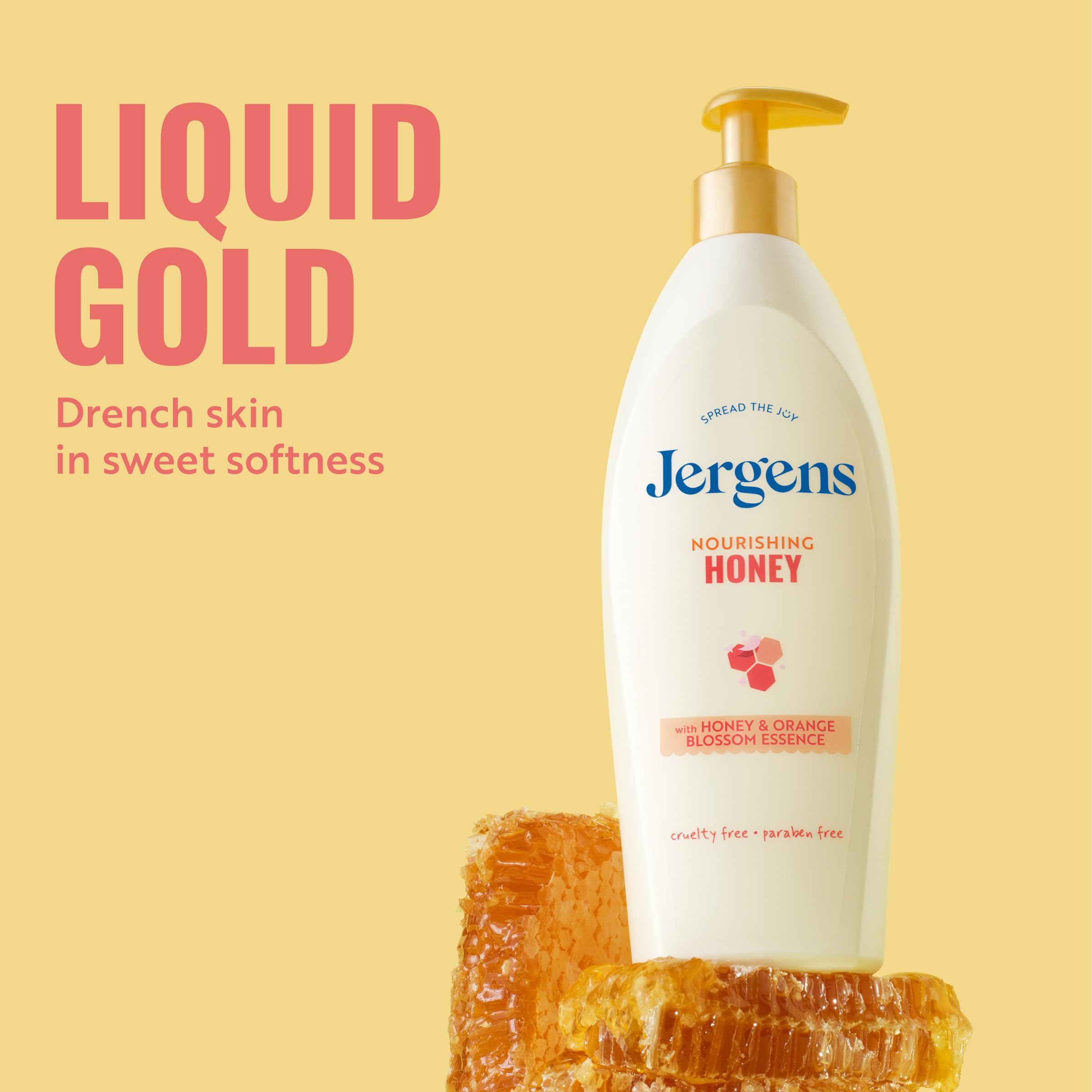 Jergens Nourishing Honey Dry Skin Moisturizer, 16.8 Ounces, Body and Hand Lotion with Illuminating Hydralucence Blend, Der...