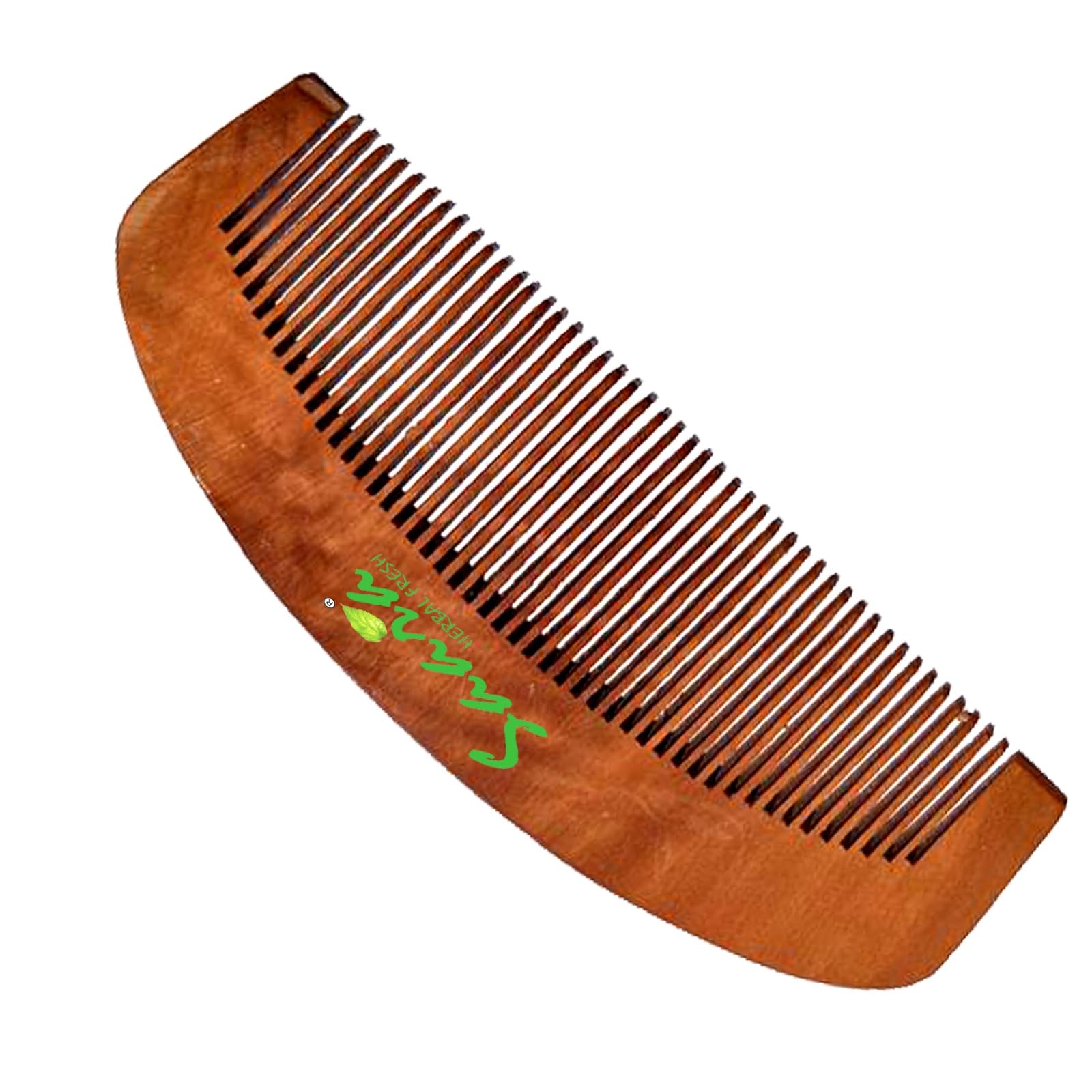 Saara HERBAL FRESH Neem wooden comb for women hair growth | Kacchi herb treated neem wood comb for men women | Wide tooth Hair comb for Men & Women (Pack of 1)-picture-58