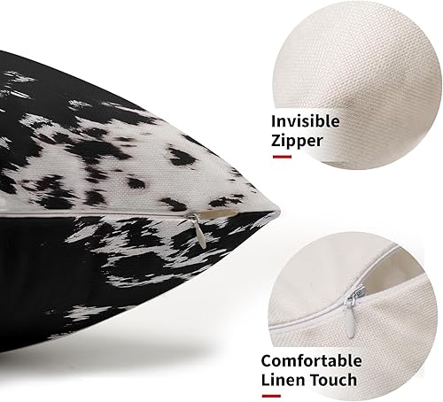Miniatura 2 de Juego de 2 fundas de almohada lumbares con estampado de piel de vaca occidental de 12 x 20 pulgadas, fundas de almohada rectangulares de algodón y