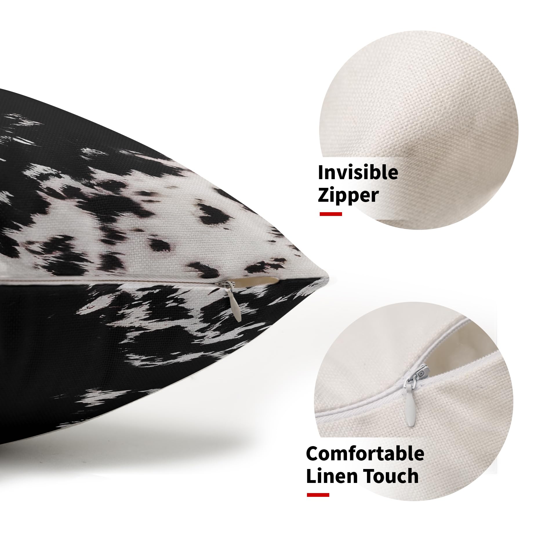 Juego De 2 Fundas De Almohada Lumbares Con Estampado De Piel De Vaca Occidental De 12 X 20 Pulgadas, Fundas De Almohada Rectangulares De Algodón Y Lino, Fundas De Almohada Rústicas