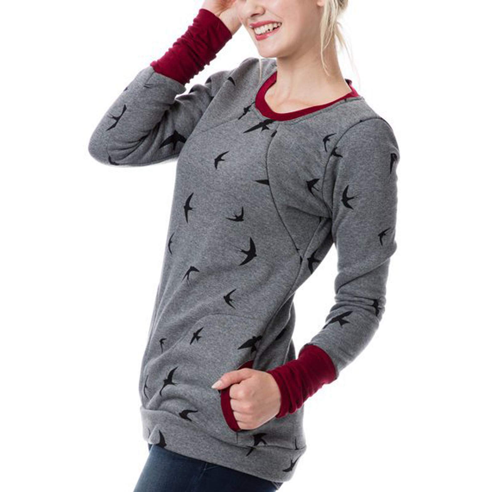 Generisch 2025 Pull Femmes Top Allaitement Sweat-shirts Femmes Enceintes Maternité Blouse de Maternité Vêtements Pour Les Potelées