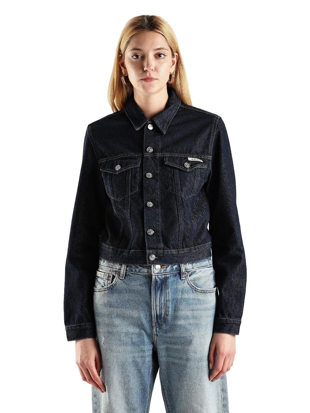 Calvin Klein Damen Cropped 90s Denim Jacket J20j224043 Truckerjacke
