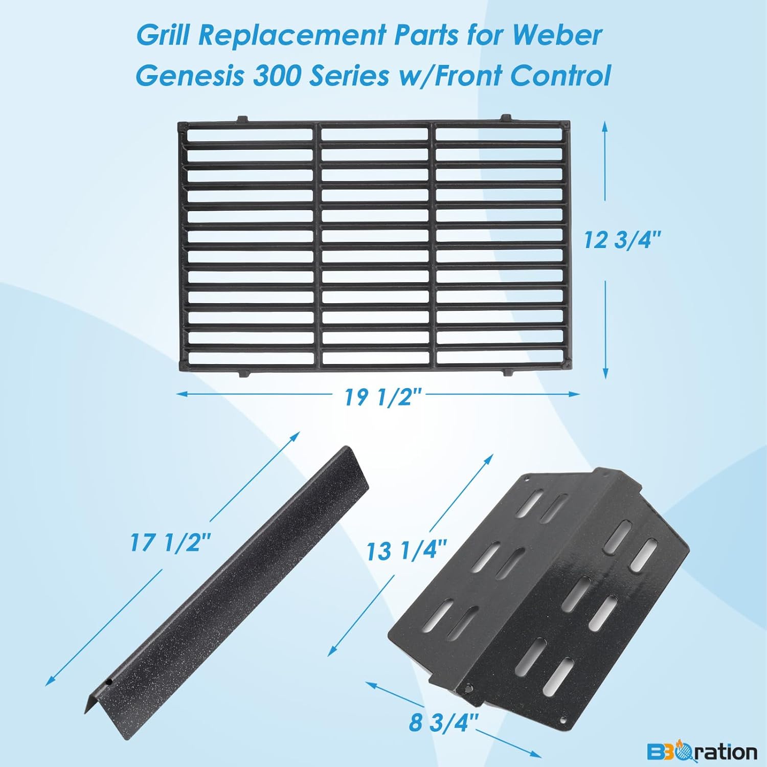 Grill Parts for Weber Genesis 300 Series w/Front Control, 7621 Flavorizer Bars, 7524 Grill Grate Replacement Parts for Weber Genesis 300 E/S/EP 310 320 330 for Weber Genesis 300 Accessories