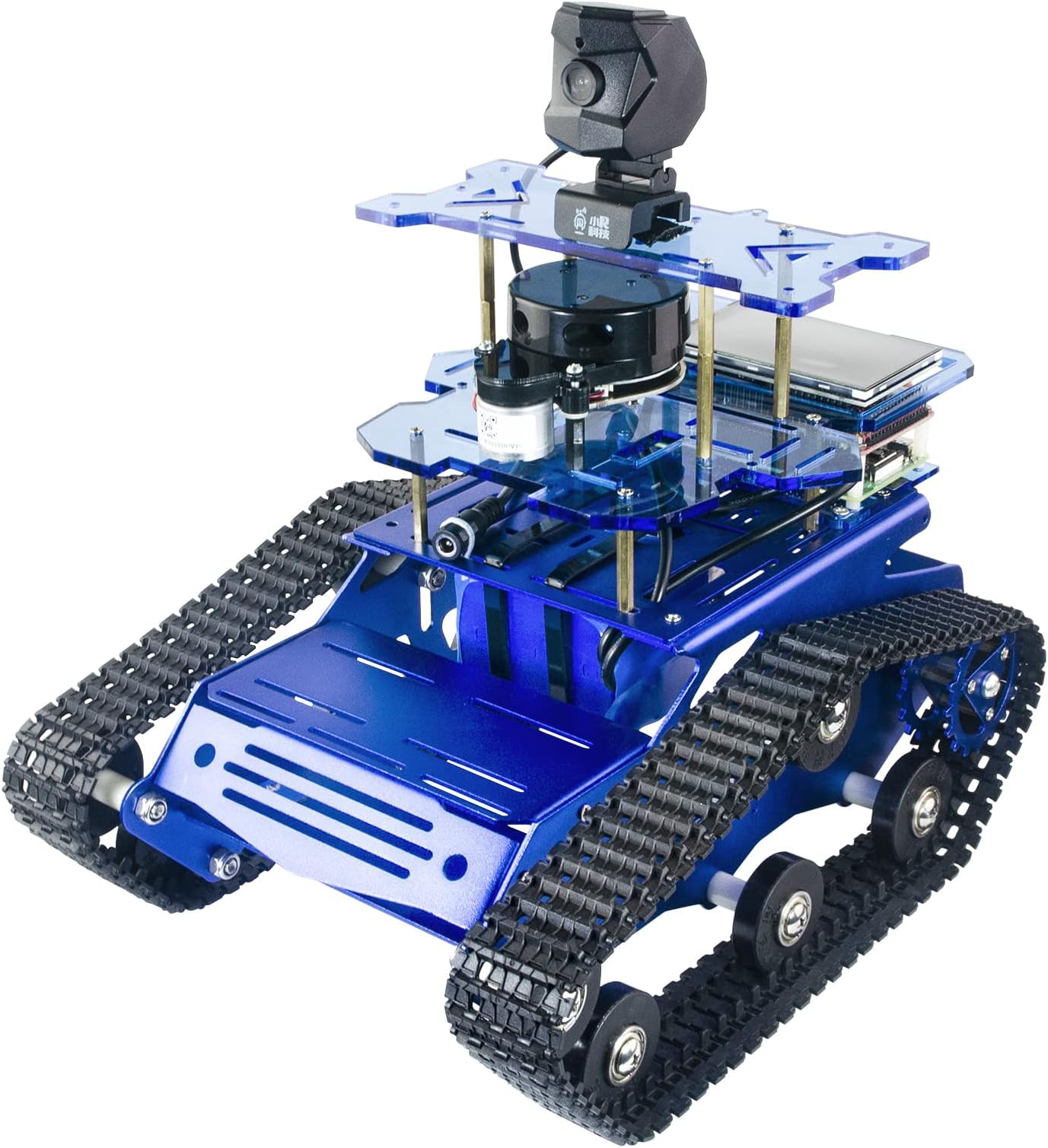 Raspberry Pi AI Robot Kit with XR lidar s1 ROS SLAM Smart Car DIY Tank Robotics Kit Build Maps, Autonomous Navigation, Object Recognition Tracking, Following (2GB)