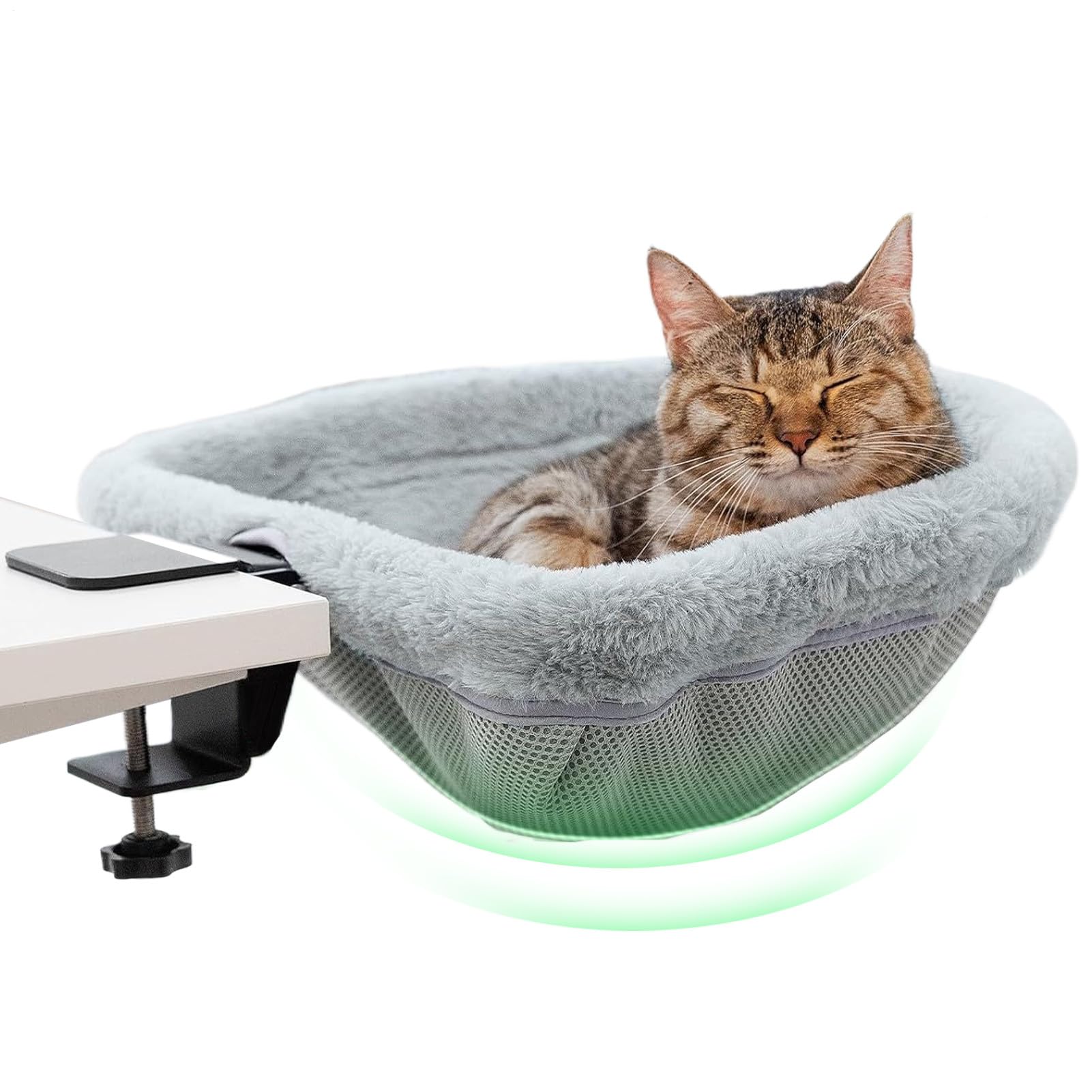 Cama para gatos para escritorio: tumbona de escritorio elevada para mascotas, de cojín, hamaca de mesa, lugar elevado para dormir, almohadilla de descanso de escritorio de oficina