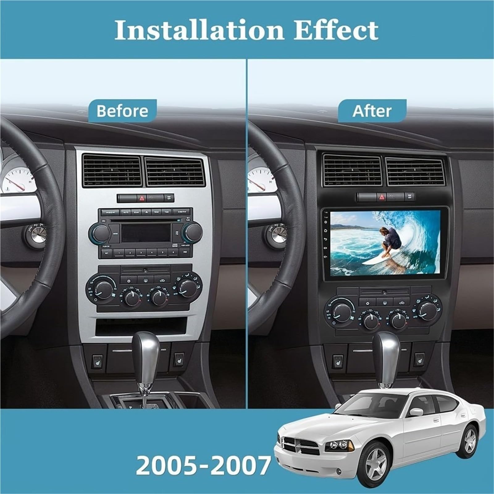 Mascherina per Autoradio Telaio Fascia Guida Sinistra | Per DODGE Per CHARGER Per MAGNUM 2005-2007 Pannello Di Controllo Centrale Con Cornice Video Stereo
