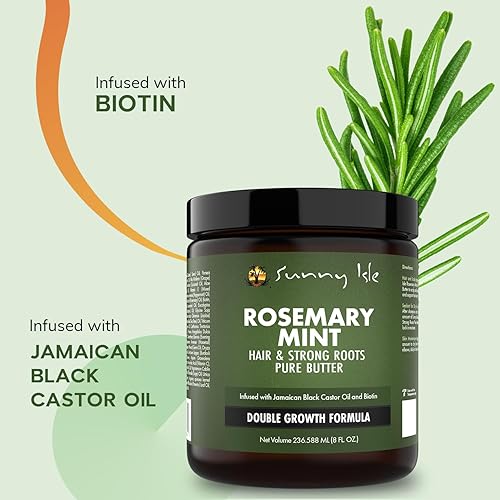 Miniatura 7 de Sunny Isle Aceite de menta de romero para el cabello y raíces fuertes, 8 onzas, con infusión de biotina y aceite de ricino negro jamaicano,
