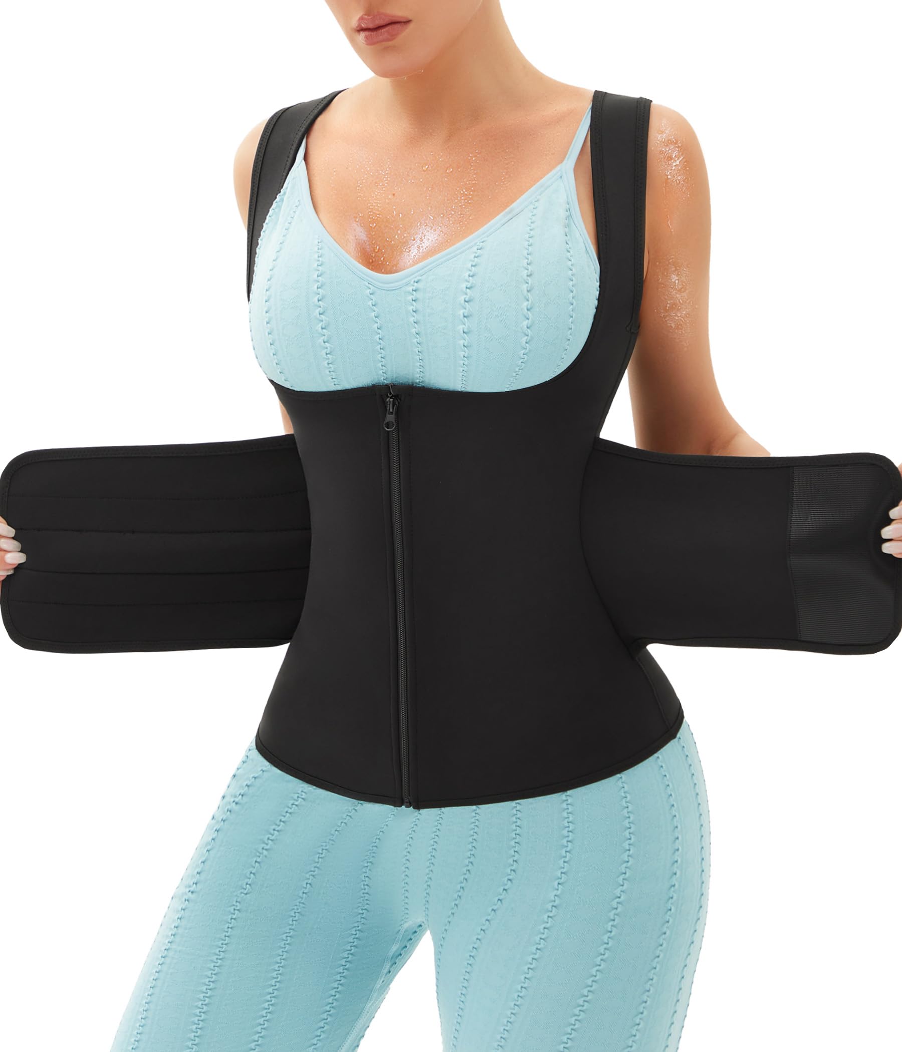 SUNACGO Corset Entrenamiento para Mujer Faja Moldeadora Proporciona Soporte para la Cintura y el Pecho Ajustable Reductora Abdomen Faja Postparto para Fitness, Deportes y pérdida de Grasa - CH