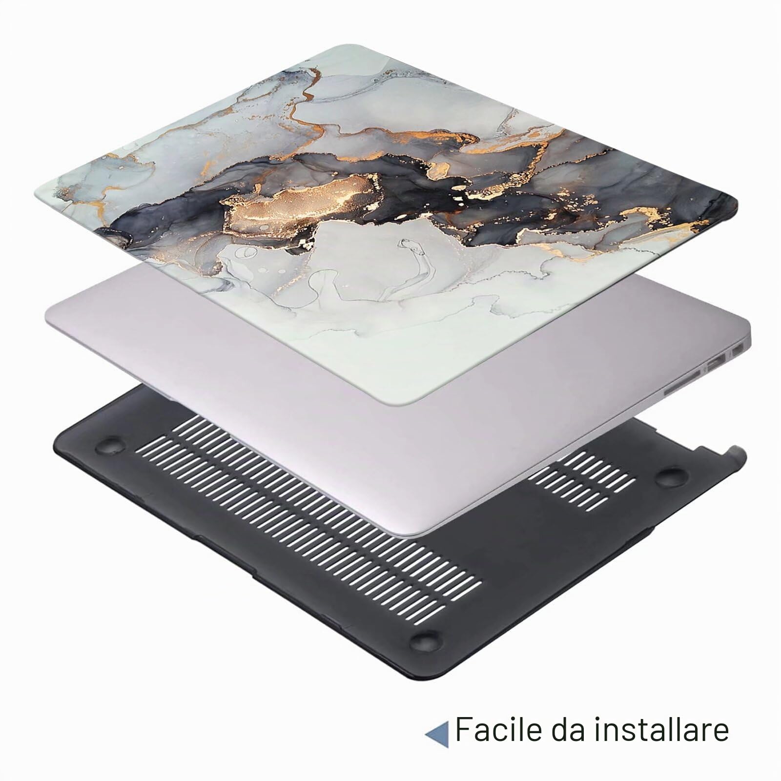 MOKASE Custodia per MacBook Pro 16 Pollici 2026-2021 Rilascio M5 A3429 A3428 M4 A3403 A3186 M3 A2991 M2 A2780 M1 A2485, Custodia Rigida in Plastica Protettiva Gommata & Copritastiera, Black Gold