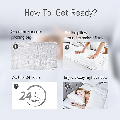 Miniatura 5 de Glaciman Juego de 2 almohadas de cama con refuerzo, tamaño Queen, almohadas de calidad de hotel, paquete de 2 para dormir de lado y de espalda,