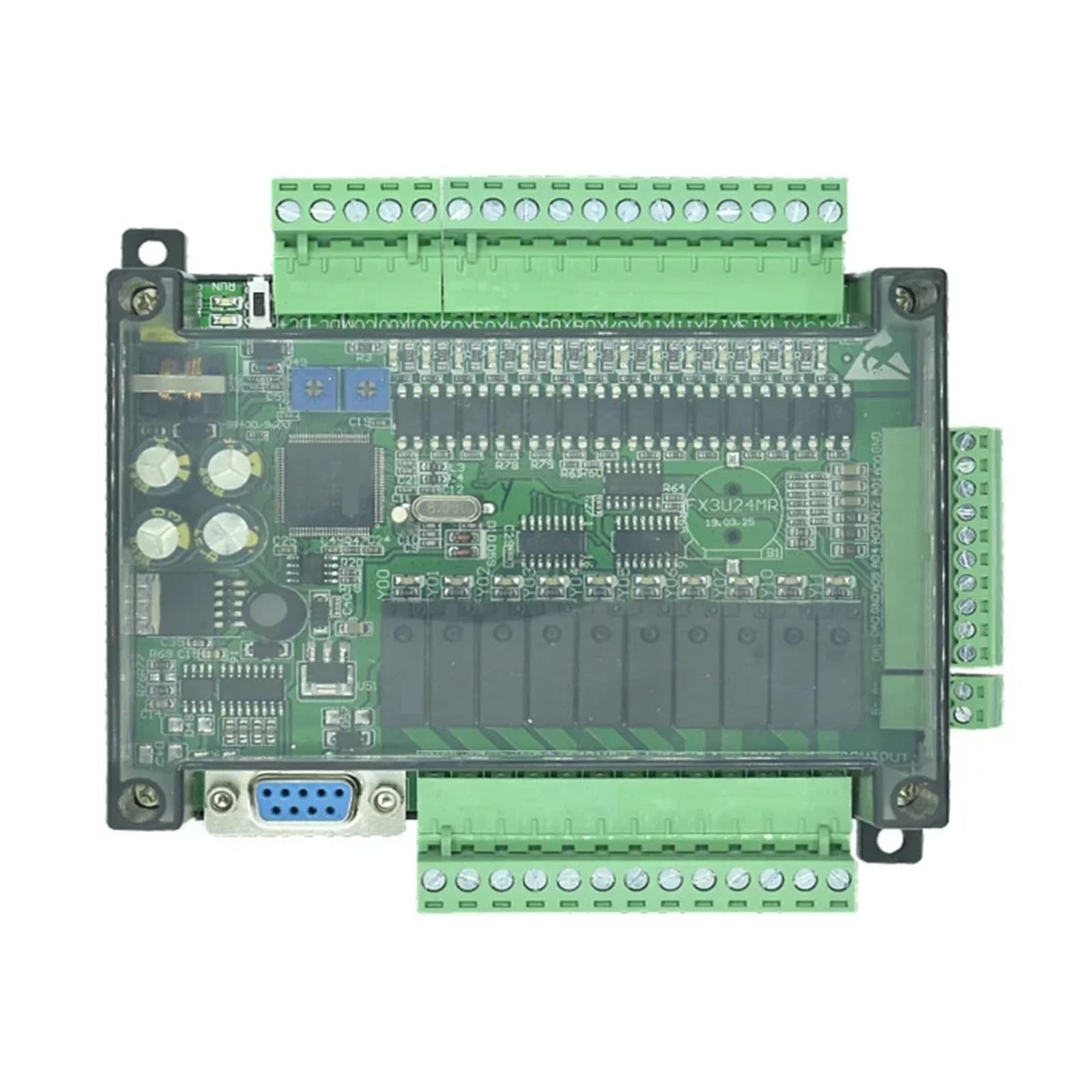 FX3U-24MR FX3U-24MT PLC controlador lógico programable 14DI/10DO analógico 6AI/2AO RS232 RS485 Placa de Control Industrial FX3U(FX3U-24MT)