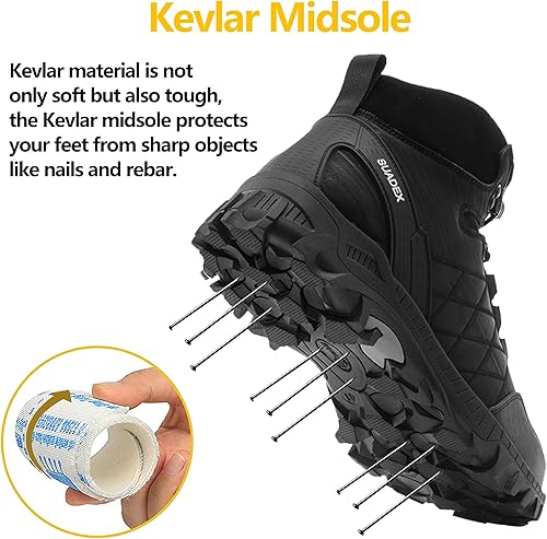 Miniatura 3 de SUADEX Botas de punta de acero para hombres y mujeres, impermeables, resistentes al agua, construcción industrial, botas de trabajo militar, botas