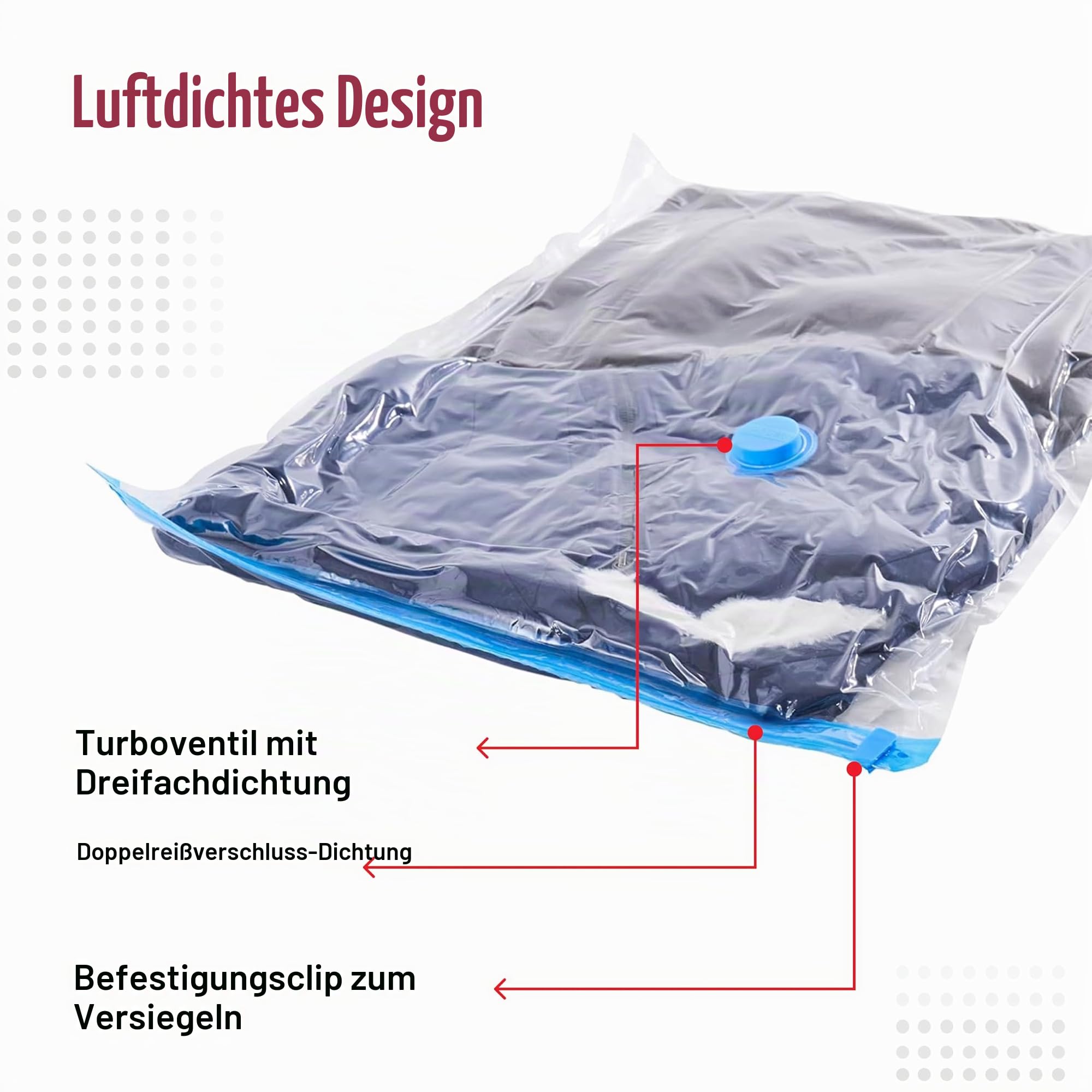 Spacesaver Hochwertige Vakuumbeutel für Kleidung, 80% mehr Stauraum Vakuum Aufbewahrungsbeutel mit Reise Pumpe Doppelreißverschluss und Dreifachdichtung, maximale Platzersparnis Jumbo-Größe 6 Pack