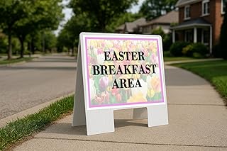 Easter Breakfast Area Spring Flowers Tulips A-Frame Double Sided 23x23 in. sign