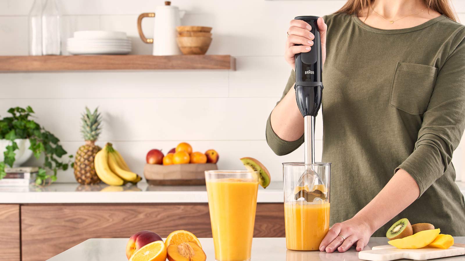 Braun MQ 5277BK Frullatore a immersione – MultiQuick 5 Vario Frullatore ad immersione con base in acciaio inox, 1000 Watt, con set di accessori da 4 pezzi, nero