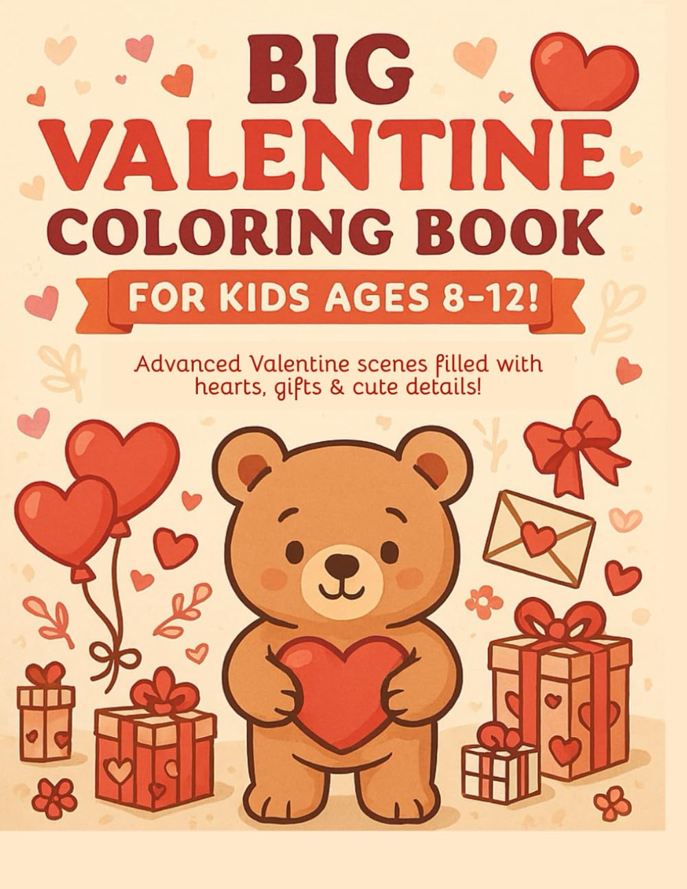 Big Valentine Coloring Book for Kids Ages 8–12!: Advanced valentine scenes filled with hearts, gifts & cute details! (Little Hearts Valentine Series)