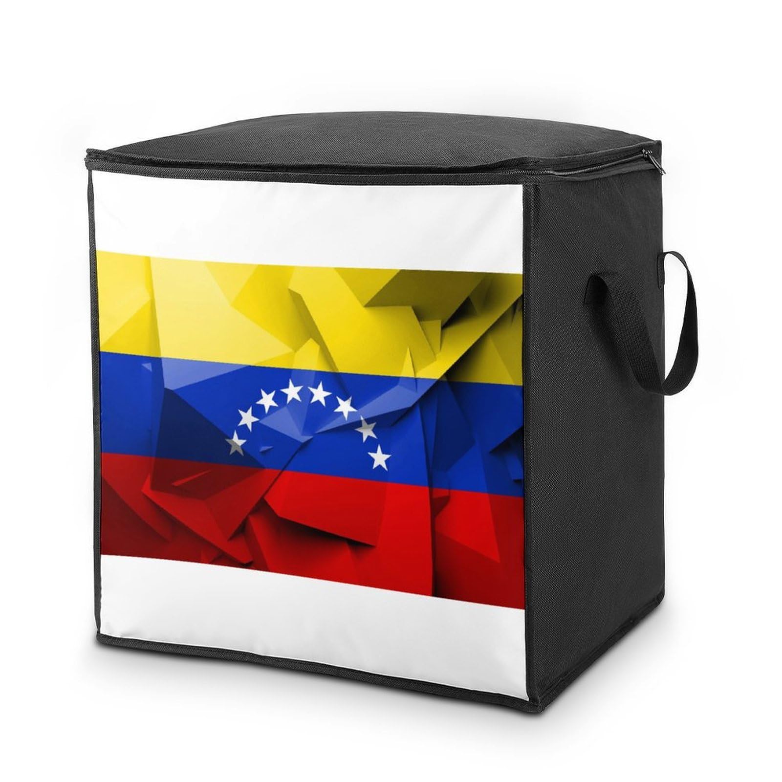 Lyfthologen 70L Storage Bags, Venezuelan Flag Storage Box with Lid Zipper And Handles, Clothes Bags for Quilt, Blankets, Bedding