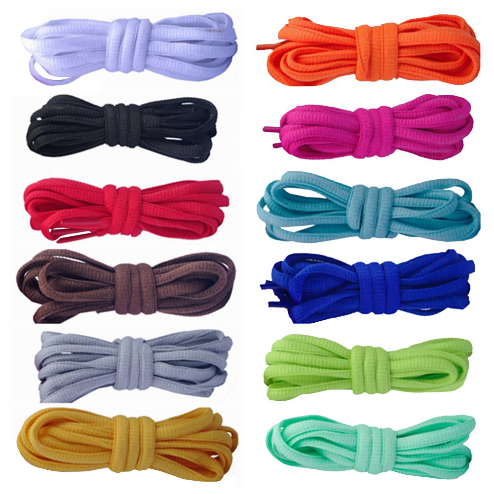 12 Pairs of Shoelaces Shoestrings Round Flat Shoe Laces Polyester 4 Different Lengths