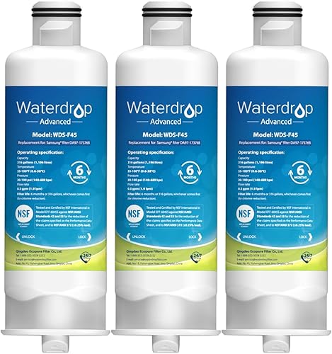 Waterdrop DA97-17376B NSF 5342 - Repuesto certificado para Samsung HAF-QINEXP HAF-QIN DA97-08006C RF28R7351SG RF23M8570SR WDS-F45 filtro de agua