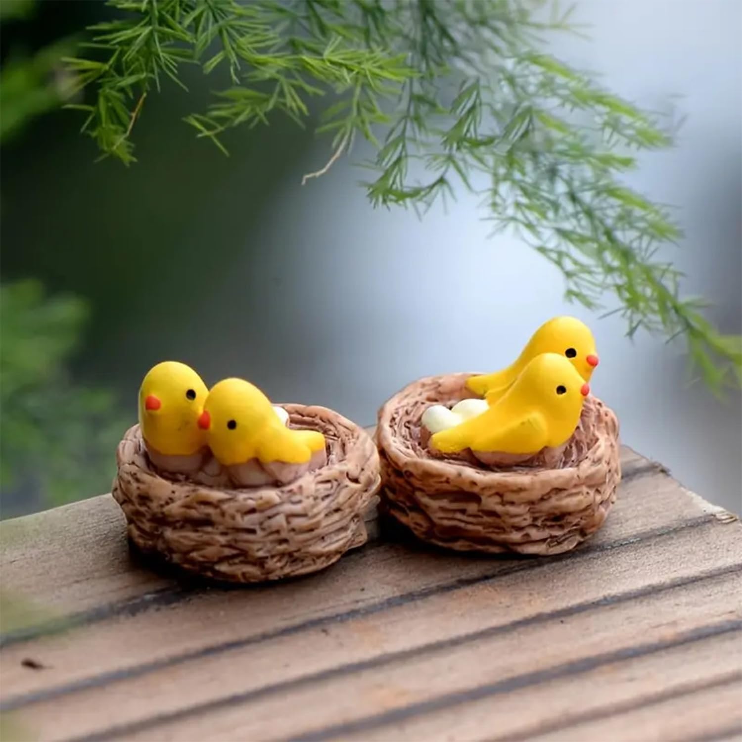 ascension 2 pcs Artificial Mini Birds with Nest Showpiece for Home Living Room Office Restaurant Fairy Garden Decoration Bird Figurines Bird Statues Mini Cute Bird Figures Toys
