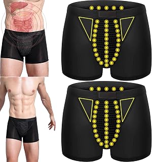 GFOUK IONPLUS Tourmaline Fiber Men Pants, Far Infrared Radiation Tourmaline Fiber Self-Heating Acupressure Underwear for Men (2Pcs Black,XL (55-60kg))